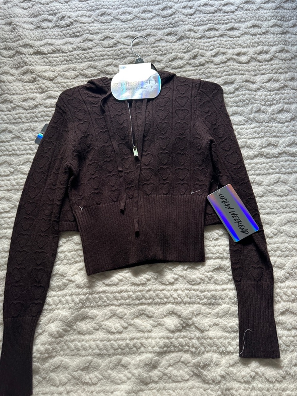 Chocolate Brown Heart-Pattern lounge set